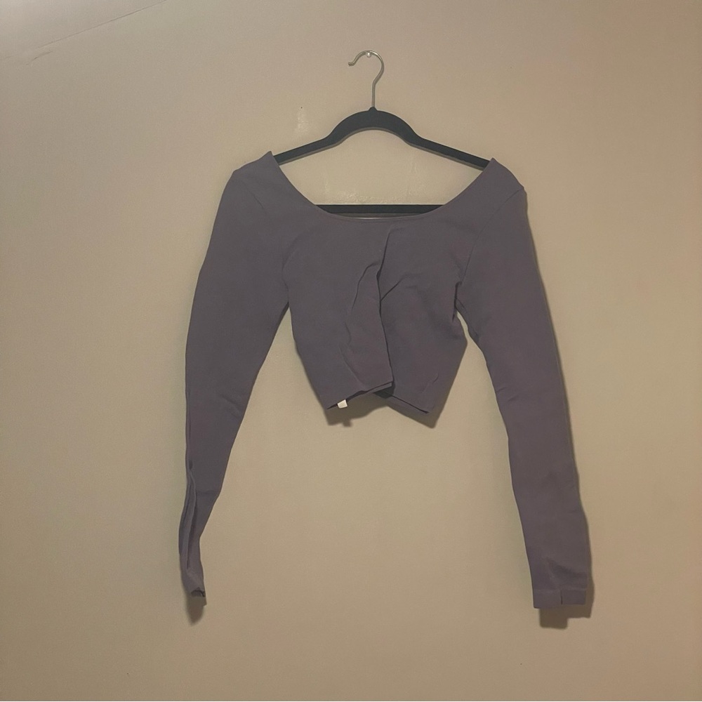 Aeropostale Purple Long Sleeve Scoop Neck Crop Top